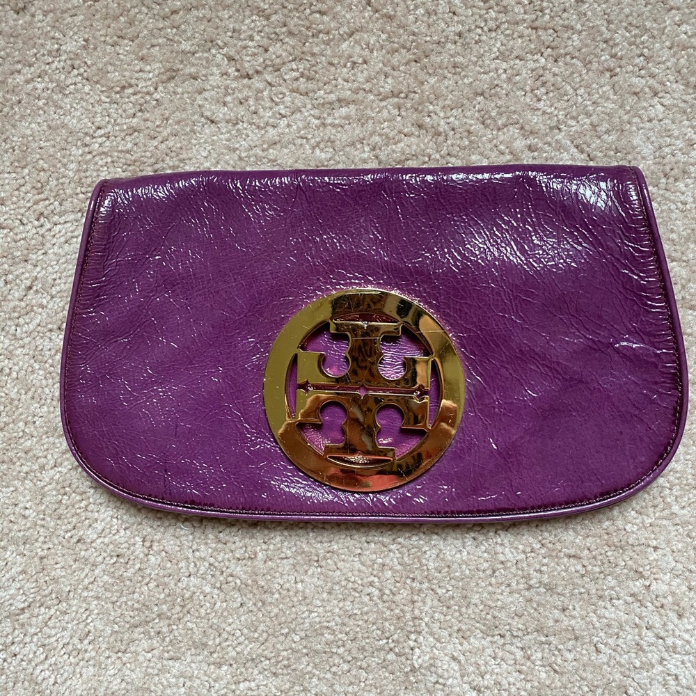 Tory Burch eggplant clutch